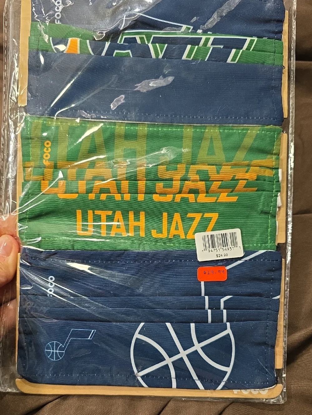 NBA Utah Jazz Pleated Face Covers - Navy & Green